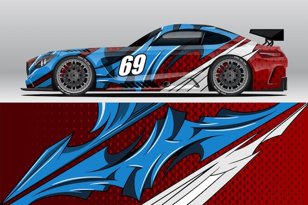 Abstracte racewagen wrap sticker ontwerp en sport achtergrond voor dagelijks gebruik race-livrei of auto vinyl