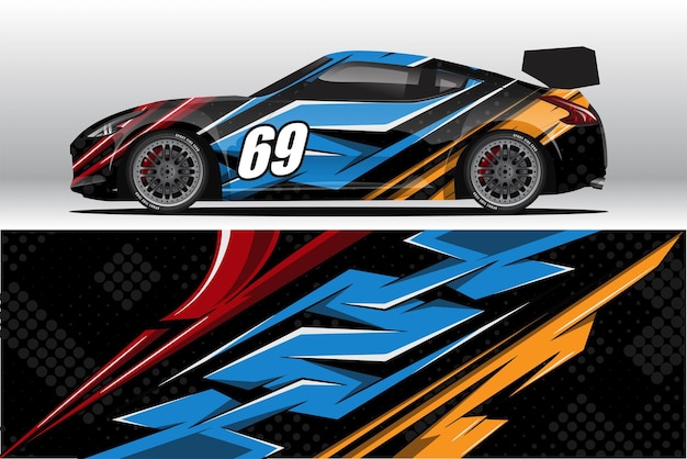 Abstracte racewagen wrap sticker ontwerp en sport achtergrond voor dagelijks gebruik race-livrei of auto vinyl