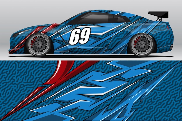 Abstracte racewagen wrap sticker ontwerp en sport achtergrond voor dagelijks gebruik race-livrei of auto vinyl