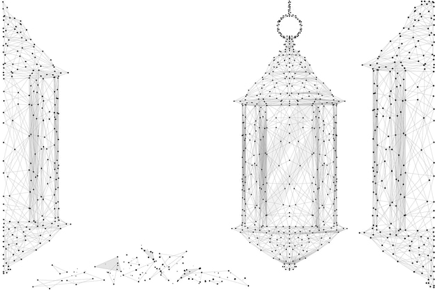 Abstracte Ramadan lantaarn veelhoekige geometrie driehoek Licht verbindingsstructuur Laag poly vector