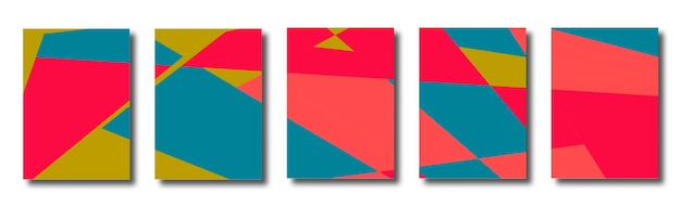 Abstracte reeks achtergronden met kleurrijke chaotische driehoeken polygonen Posters covers