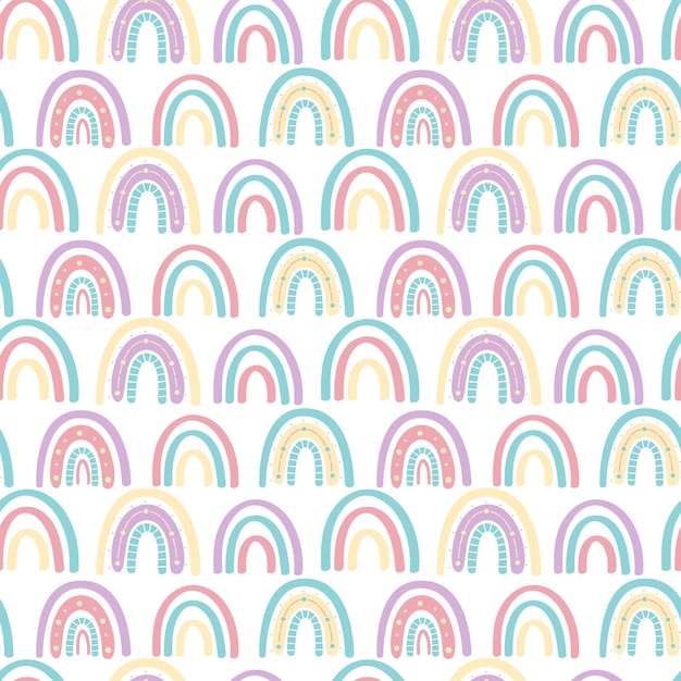 Vector abstracte regenboog naadloze patroon. kinderpatroon in gedempte pastelkleuren.