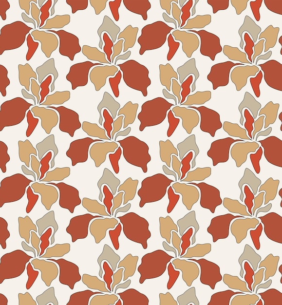 Abstracte retro bloemen vector naadloze patroon trendy mode kleuren minimalistische stijlvolle vormen