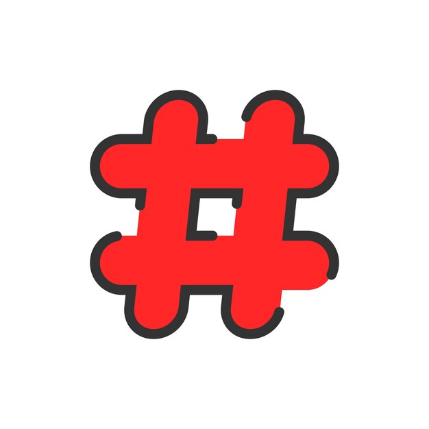 Vector abstracte rode lineaire hashtag pictogram. concept van het tonen van opmerkingen, pr, website korte berichten, zoeken, grille, we. vlakke stijl trend moderne logo ontwerp vectorillustratie op witte achtergrond