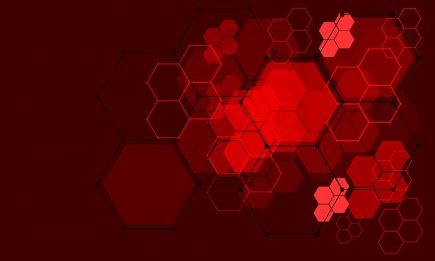Abstracte rode zeshoek lijn technologie futuristische geometrische verbinding netwerk ontwerp moderne vector