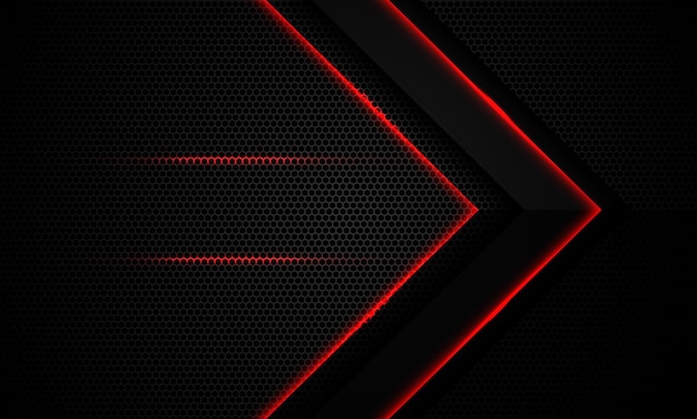 Abstracte rood licht pijl zwarte zeshoek mesh moderne luxe futuristische technologie achtergrond vector