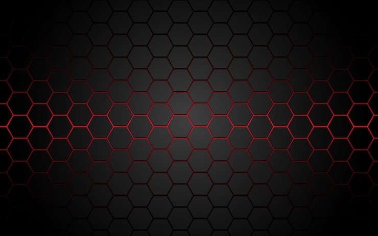 Vector abstracte rood licht zeshoek lijn in grijze moderne futuristische luxe.