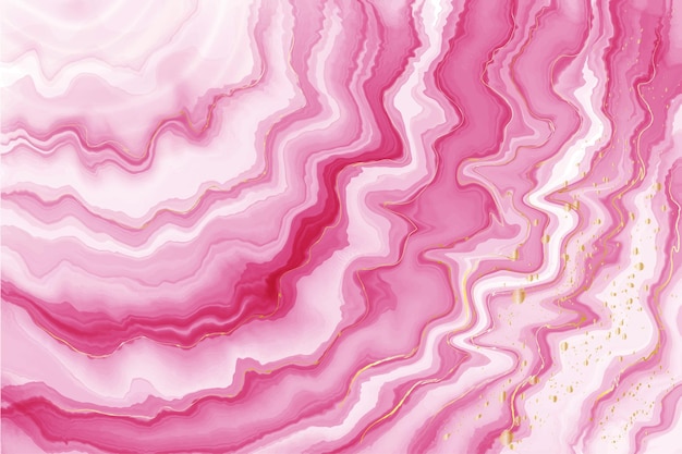Abstracte roze vloeibare aquarel achtergrond Marmer alcohol inkt tekening effect gouden splash elementen