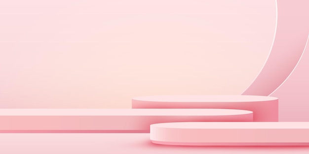Abstracte scène achtergrond podium op roze achtergrond productpresentatie mock up show cosmetische producten...