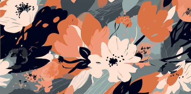 Abstracte schattige botanische hedendaagse klomp Handgetekende bloemenprint Bladeren vector textuur Kaart