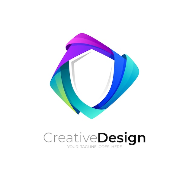 Abstracte schild logo ontwerp vector 3D-stijl logo's