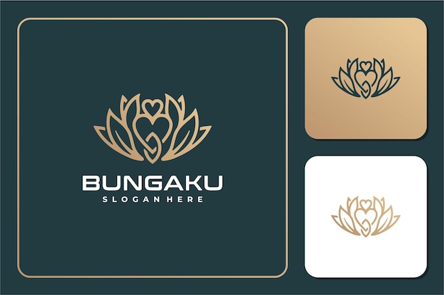 Abstracte schoonheid bloem in luxe gouden kleur logo ontwerp inspiratie