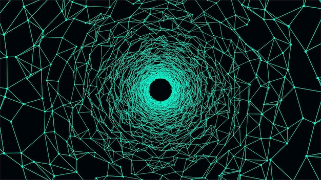 Abstracte sci-fi tunnel Wormhole absorbeert cyberspace 3D portal Vector futuristische fantasy hightech trechter