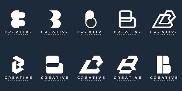 Abstracte set monogram letter b logo ontwerp