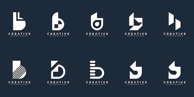 Abstracte set monogram letter b logo ontwerp