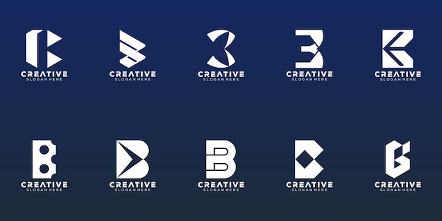 Abstracte set monogram letter b logo ontwerp
