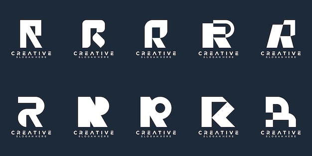 Abstracte set monogram letter r logo ontwerp