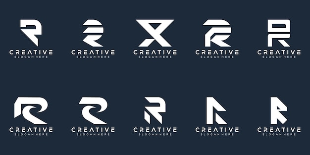 Abstracte set monogram letter r logo ontwerp