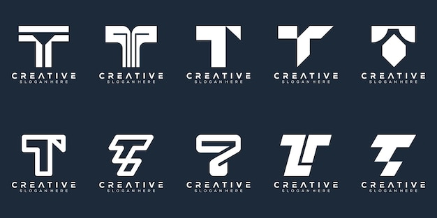 Abstracte set monogram letter t logo ontwerp