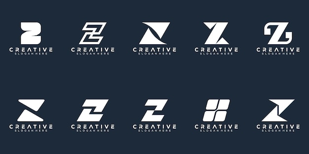 Abstracte set monogram letter z logo ontwerp