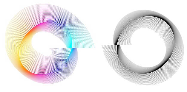 Abstracte spiraal set zwarte regenboog ontwerp element09