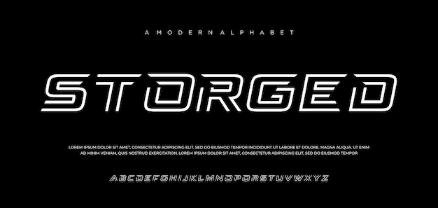 Abstracte sport moderne lijn alfabet lettertypen sport digitale game muziek toekomstige creatieve lettertypen