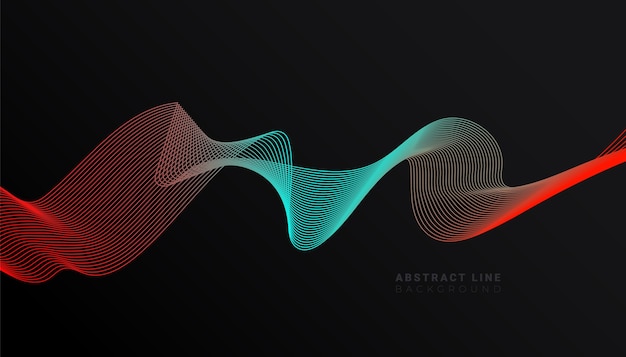 Abstracte stijlvolle donkere achtergrond sjabloon met rode blauwe lijn golfvormen