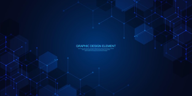 Abstracte technische achtergrond en ontwerpelement met zeshoekenpatroon en geometrische vormen