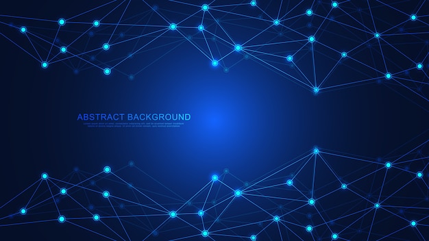Abstracte technische achtergrond met verbindende punten en lijnen. Digitale technologie van wereldwijde netwerkverbinding en communicatie.