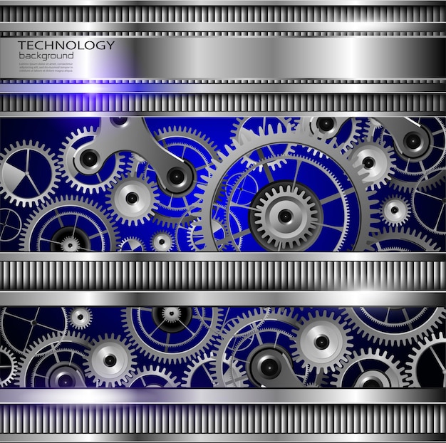 Vector abstracte technische achtergrond zilver metalen machines versnellingen