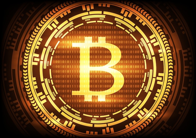 Abstracte technologie bitcoins logo achtergrond.