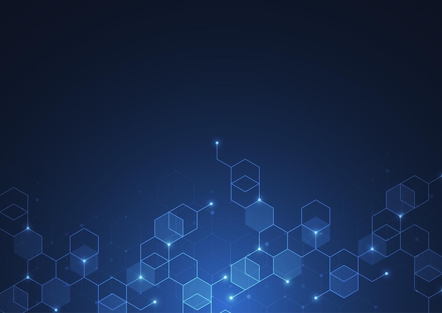 Abstracte technologie blauwe zeshoeken patroon achtergrond voor netwerkverbinding concept