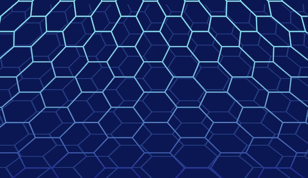 Abstracte technologie donkerblauwe achtergrond van honingraatrasterpatroon Design science tech outline