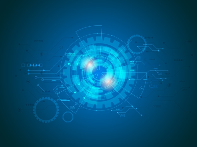 Abstracte technologiekringen op blauwe achtergrond