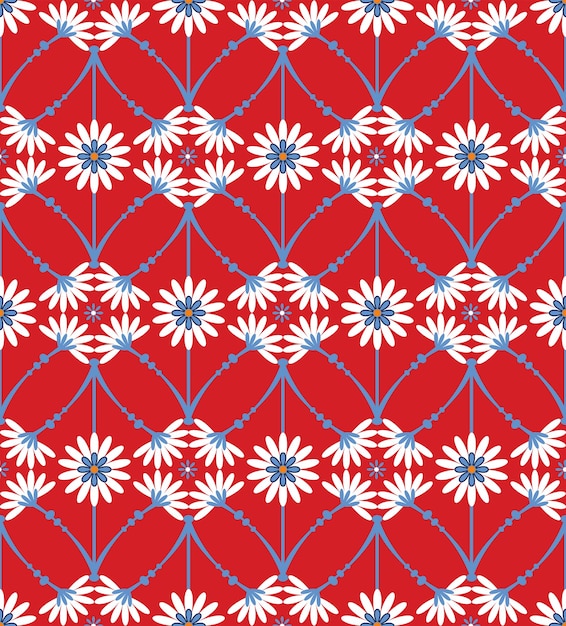 Abstracte Tegelstijl Decoratieve Bloemen Takken Naadloze Vector Patroon Trendy Mode Kleuren