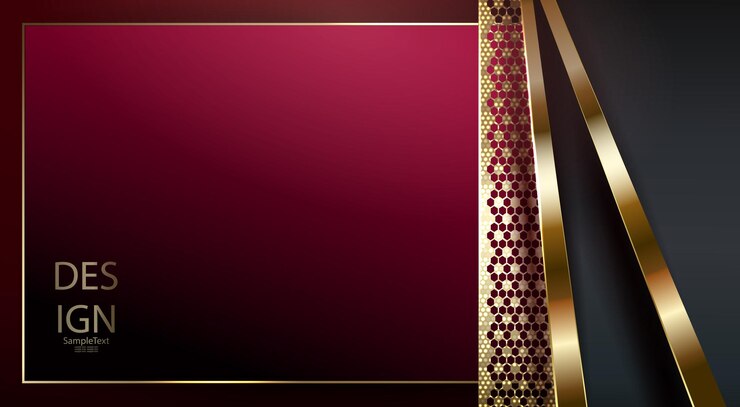 Abstracte textuur rode achtergrond met een gouden frame met mozaïek en strepen