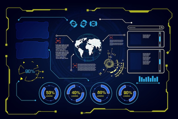 Abstracte toekomstige hud ui gui interface scherm hi-tech achtergrond