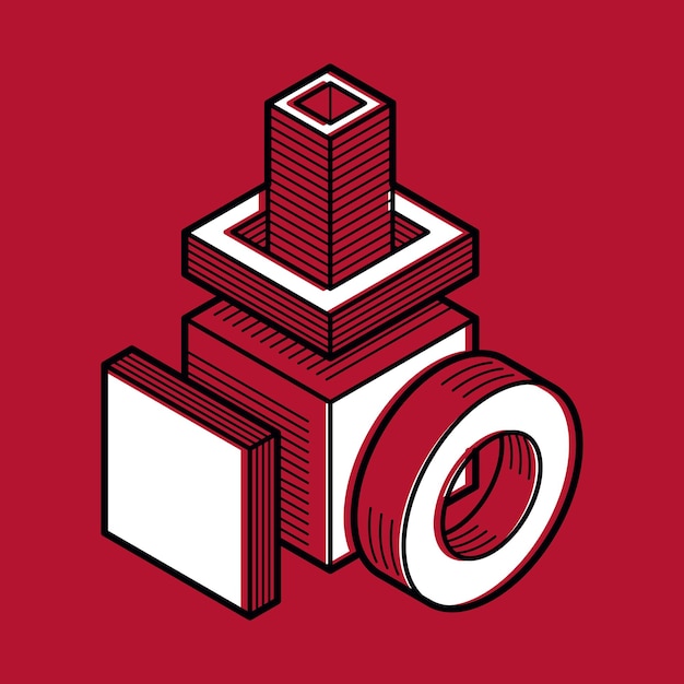 Abstracte trigonometrische constructie, vector dimensionale ontwerpsjabloon.
