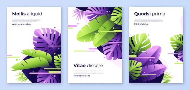 Abstracte tropische vector achtergronden brochure sjablonen omslag ontwerpen kleurrijke posters