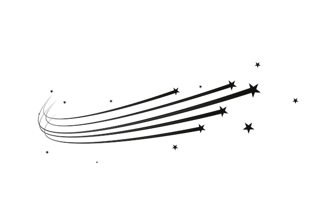 Vector abstracte vallende ster met spoor vallende sterren beweging vortex komeet meteoroïde asteroïde snelheidslijn