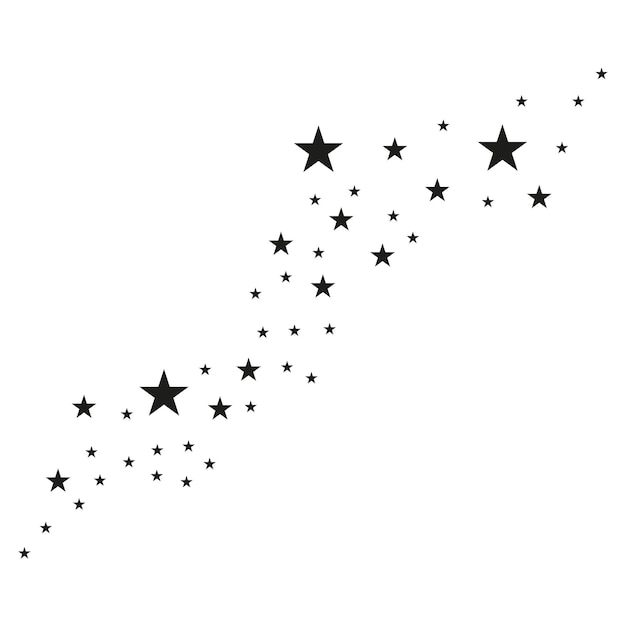 Abstracte vallende sterren op een witte achtergrond Asteroïde komeet lijn meteoroïde zwarte sterren Vector