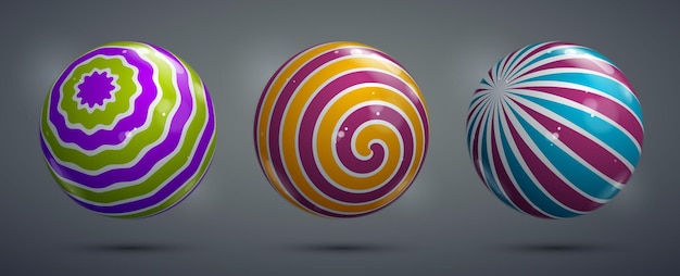 Vector abstracte vector realistische glanzende bollen set prachtige feestelijke ballen collectie versierd met patroon grafisch ontwerp elementen