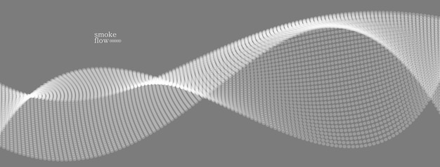 Abstracte vector rook achtergrond golf van stromende cirkels deeltjes grijs abstracte illustratie glad en zacht ontwerp ontspannende afbeelding