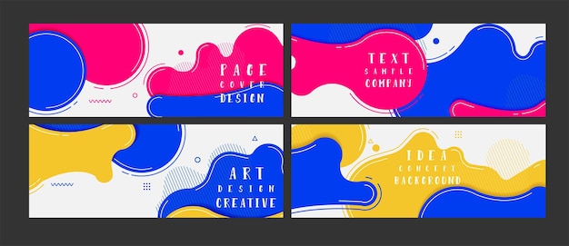 Abstracte vectorbanners Banners met geometrische grafische elementen Gekleurde vormen vloeibare vormen Achtergrondlay-out voor kaart Presentatie Brochure Flyer Folders