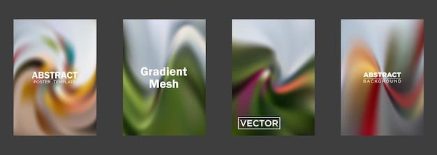 Abstracte vectorpostersjablonen met gradiëntmesh-achtergronden