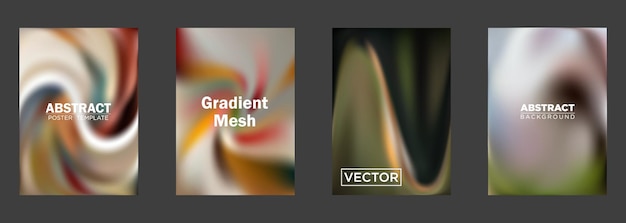 Abstracte vectorpostersjablonen met gradiëntmesh-achtergronden