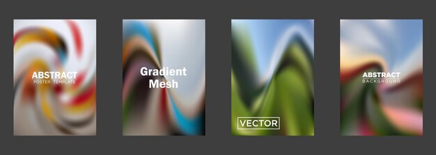 Abstracte vectorpostersjablonen met gradiëntmesh-achtergronden