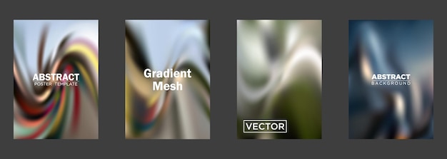 Abstracte vectorpostersjablonen met gradiëntmesh-achtergronden