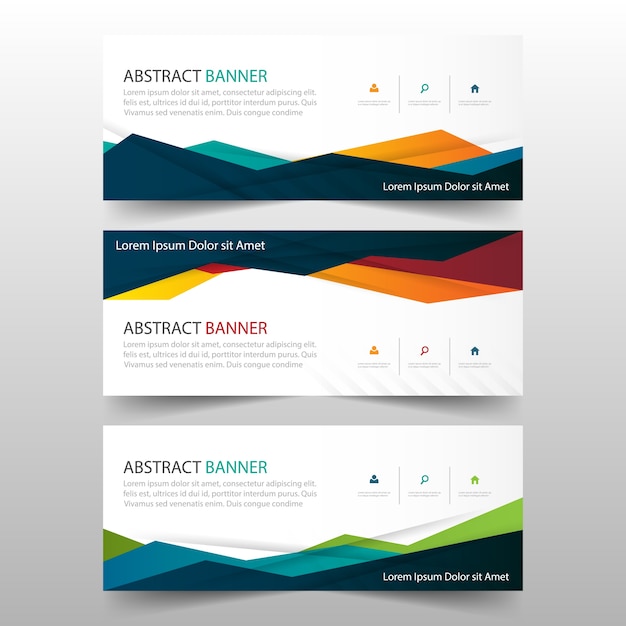 Vector abstracte veelhoekige kleurrijke banner ontwerpset