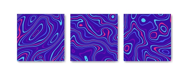 Abstracte vervormde kleurrijke strepen achtergrond set